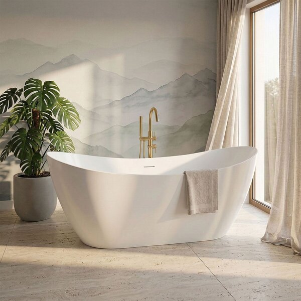 Cadă de baie independentă Rea FERRANO Slim 1600×800×720 mm, albă, capac de scurgere alb, REA-W0081