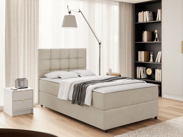 Pat boxspring Sanford 107Boxspring, Single, Crem, 90x200, Tapiterie, Somiera patSomiera pat, 9x21x11cm