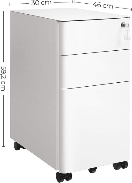 RollBox metalic -White30 - casetiera metalica de birou -3 sertare