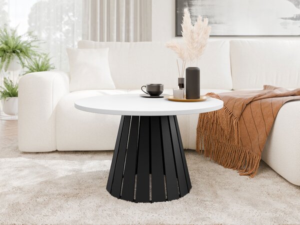 Măsuță de cafea Oswego 134Alb, Negru, 4cm, PAL laminat, Rotund