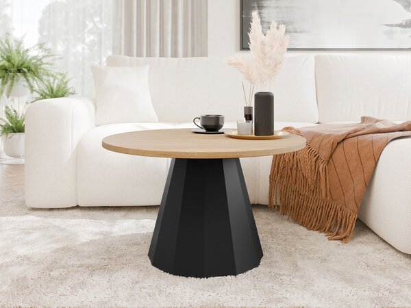Măsuță de cafea Oswego 139Negru, Stejar, 5cm, PAL laminat, Rotund