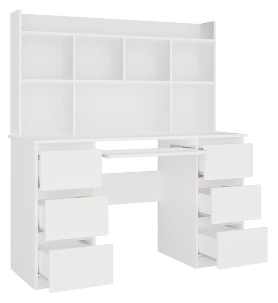 Birou Mandeville 306Cu un raft pentru tastatură, Cu sertare, 8x13x5cm, Alb