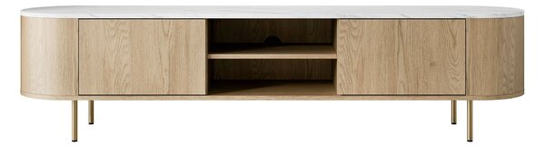 Comodă TV Comfivo Livtena IStejar, Marmură albă, Auriu, 18x5x4cm