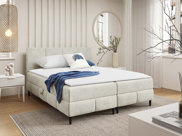Pat boxspring Rivus IBoxspring, Dublu, Alb, 160x200, Tapiterie, Somiera patSomiera pat, 16x21x9cm
