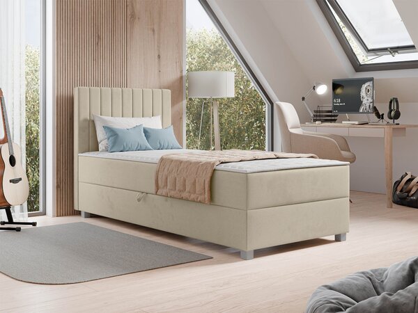 Pat boxspring SoralBoxspring, Single, Crem, 90x200, Tapiterie, Somiera patSomiera pat, 9x21x11cm