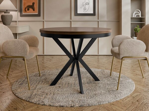 Masă Oswego 156Negru, Nuc, 8cm, ExtensieExtensie, PAL laminat, Metal