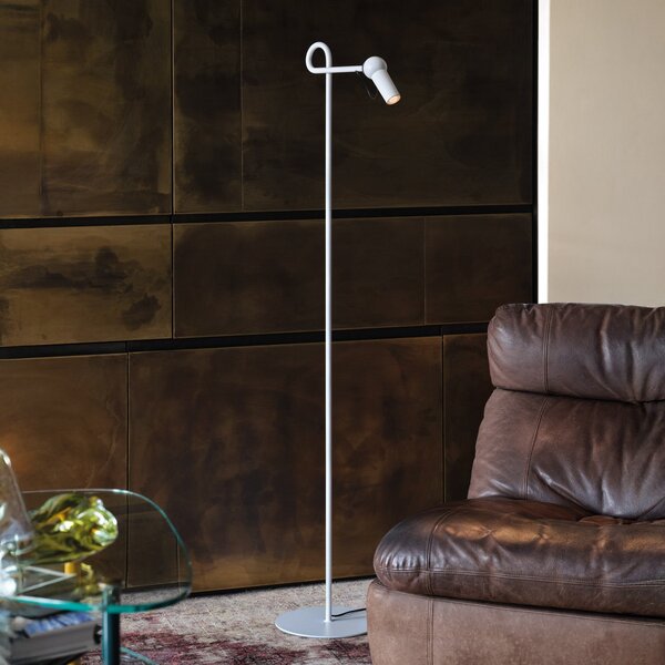 Kdln Lampadar LED Bird, alb, 126 cm, metal, dimabil, reglabil, Alb, Camera de zi / sufragerie, Metal