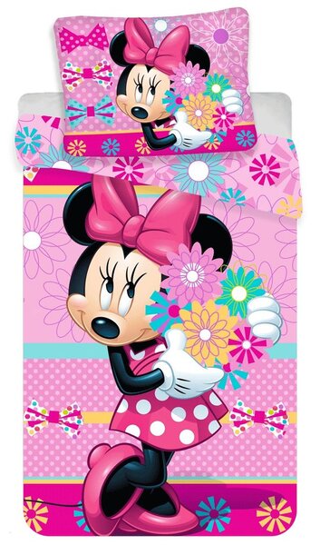 Lenjerie de pat copii Minnie - Minnie - Bows and flowers | 140 x 200 cm / 70 x 90 cm