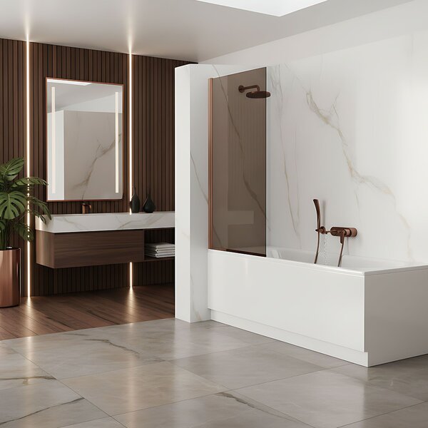 Paravan de baie Rea Elegant Brush Copper 70