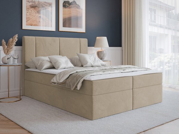 Pat boxspring Zanesville 101Boxspring, Dublu, Crem, 160x200, Tapiterie, Somiera patSomiera pat, 16x21x12cm