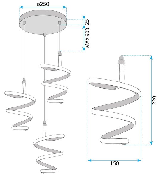 Lampă suspendată LED G075-3CPR Gold