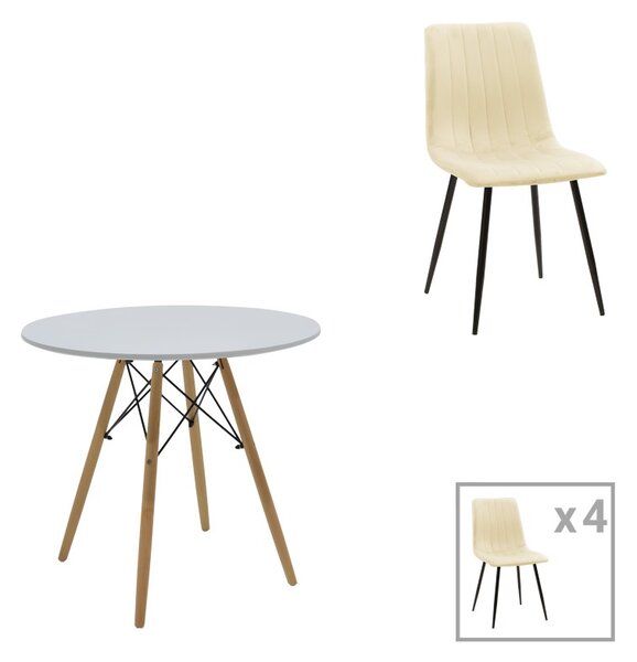 Set masa si scaune 3 piese Julita-Noor Natural 80x80x73 cm