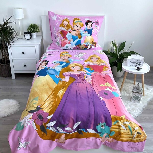 Lenjerie inclusă Prințese Disney - Prințesă | 140 x 200 cm / 70 x 90 cm