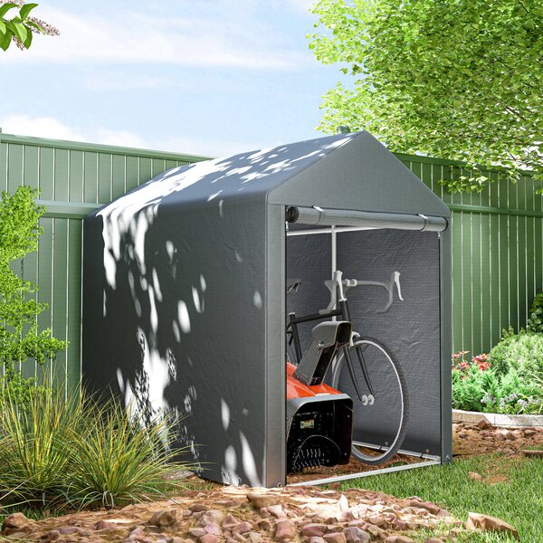 Outsunny Magazie pentru Scule cu Protecție UV și Intrare cu Fermoar, Cort de Garaj, 120x179x165 cm, Gri Închis | Aosom Romania