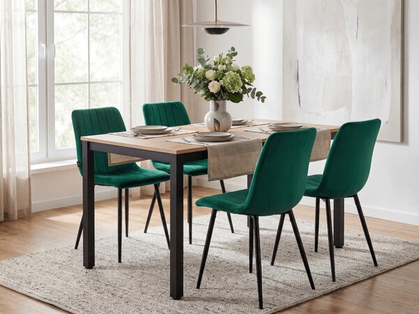 Verde scaun bucatarie LAVA din catifea cu picioare negre