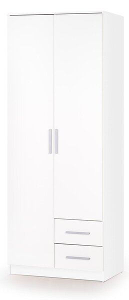 Dulap Cirveso 112, Alb lucios, Alb, 205x80x52cm, 76.4 kg, Uși dulap: Cu balamale, Numărul de rafturi: 5, Numărul de rafturi: 5