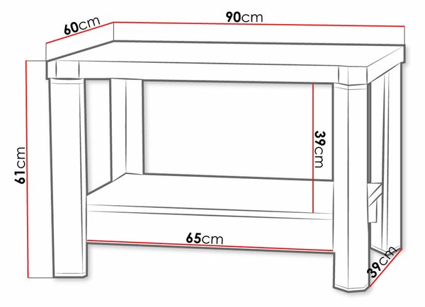 Măsuță de cafea Lorelie 1136x6x9cm, PAL laminat, Unghiular