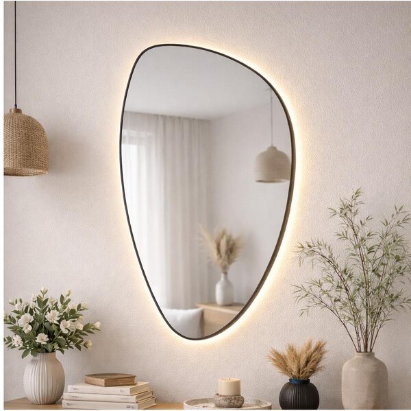 Baltica Design-LED Oglindă cu iluminare integrată STONE FLUID 15W/230V 2700K 92x55 cm IP65 negru