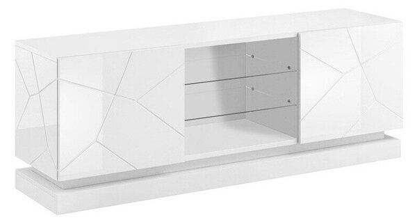 Comodă TV LinarAlb lucios, Alb, 16x6x4cm