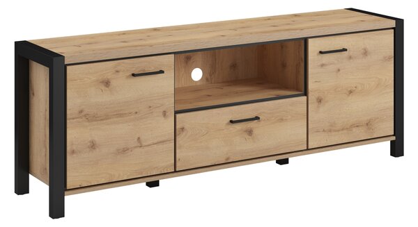 Comodă TV Temire 106Stejar deschis, Negru mat, 18x7x4cm