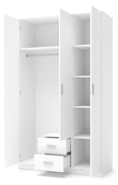 Dulap Cirveso 113, Alb lucios, Stejar Sonoma, 205x120x52cm, 97.6 kg, Uși dulap: Cu balamale, Numărul de rafturi: 5, Numărul de rafturi: 5