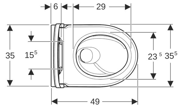 Geberit iCon vas wc cu capac soft-close agăţat fără margine cu spălare turbionară alb lucios 503.048.00.8