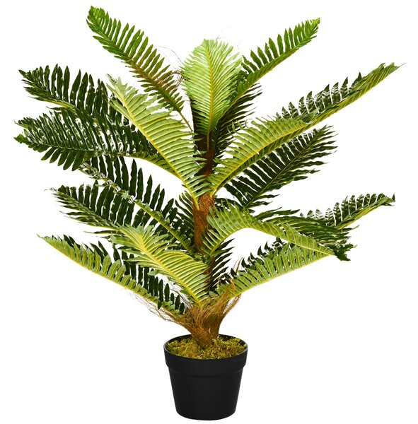 HOMCOM Plantă Artificială de Palmă cu 18 Frunze și Vas Inclus pentru Interior, Înălțime 85 cm, Verde | Aosom Romania