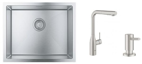 Set baterie bucătărie Grohe Essence 30270DC0, chiuveta din otel Grohe K700 31726SD0, 40535DC0
