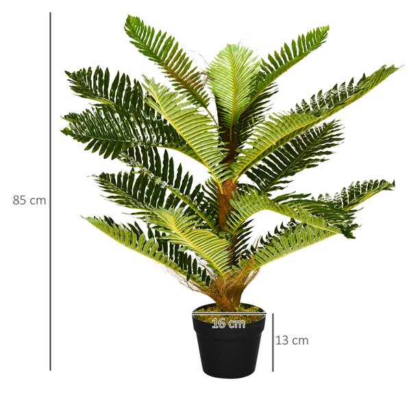 HOMCOM Plantă Artificială de Palmă cu 18 Frunze și Vas Inclus pentru Interior, Înălțime 85 cm, Verde | Aosom Romania