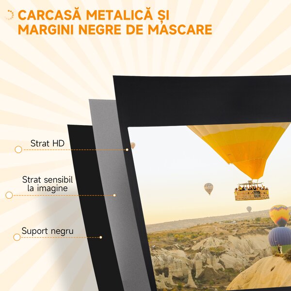 HOMCOM Ecran de proiecție pliabil de 84" format 16:9 cu trepied ajustabil, 200x8x118 cm, negru | Aosom Romania