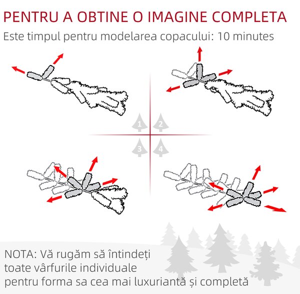 HOMCOM Brad de Crăciun Artificial cu 1309 Crengi, Pliabil cu Bază Metalică, Ø105x150 cm, Verde | Aosom Romania