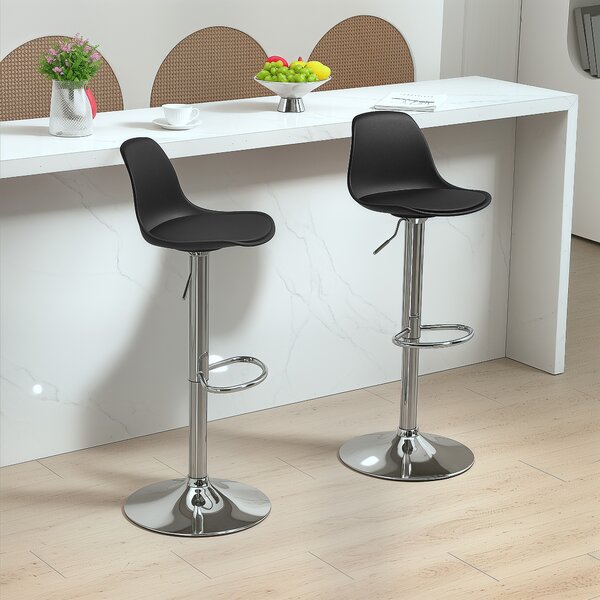 Homcom Set 2 Scaune Bar – Reglabile, Cu Spatar si Pivotante | Aosom Romania