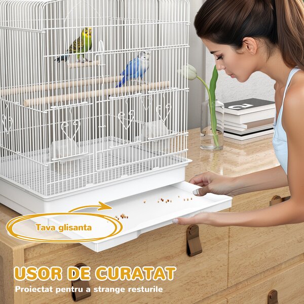 PawHut cusca pentru pasari, 46.5x35.5x92cm, alb | Aosom Romania