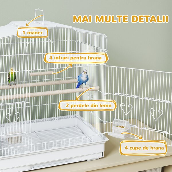 PawHut cusca pentru pasari, 46.5x35.5x92cm, alb | Aosom Romania