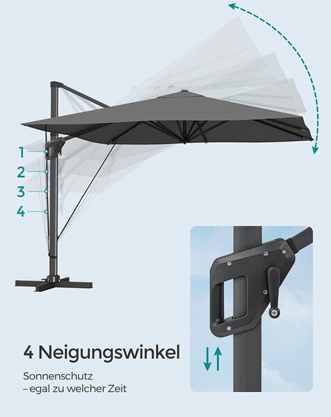 Umbrela de terasa Songmics Gri 300x300x260 cm