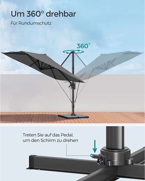 Umbrela de terasa Songmics Gri 300x300x260 cm