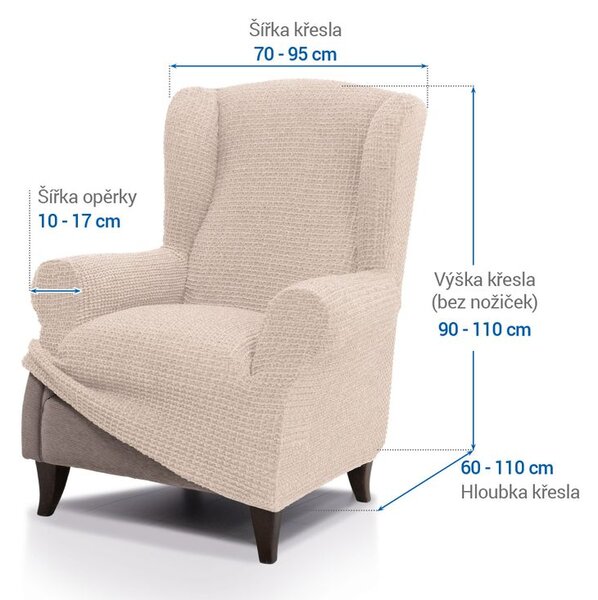 Huse super elastice RUBINIA smântânii fotoliu clasic (l. 70 - 95 cm)