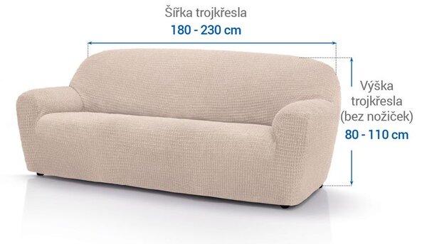Huse super elastice RUBINIA smântânii fotoliu triplu (l. 180 - 230 cm)