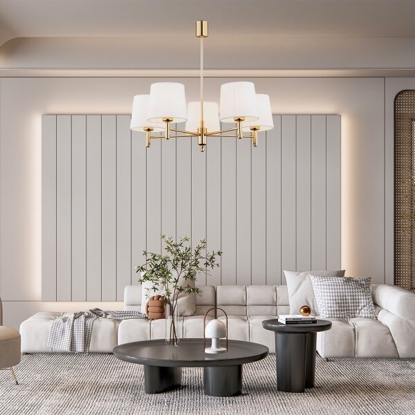 Brilagi - Candelabru cu tijă MONTE 5xE27/15W/230V crem/auriu