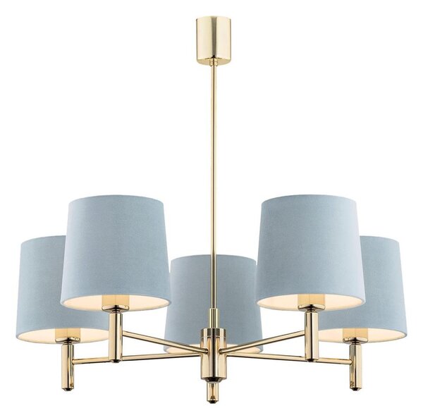 Brilagi - Candelabru pe tijă MONTE, 5 x E27, 15 W, 230 V, albastru/auriu