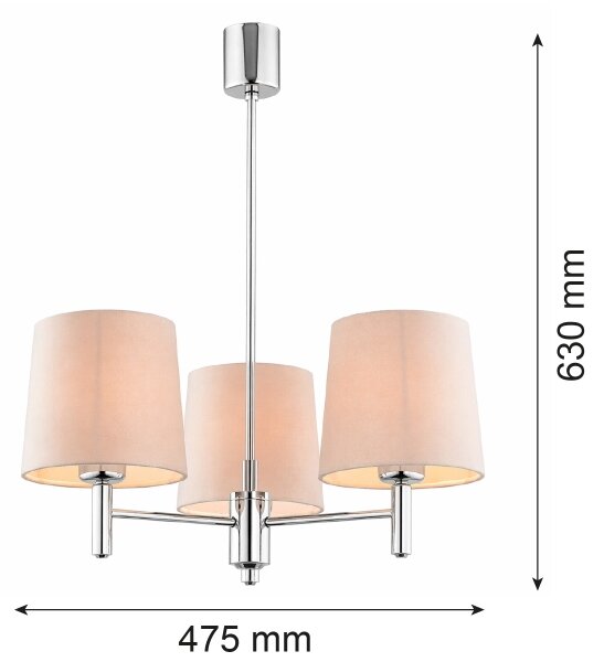 Brilagi - Lustră cu tijă MONTE 3xE27/15W/230V bej/crom lucios