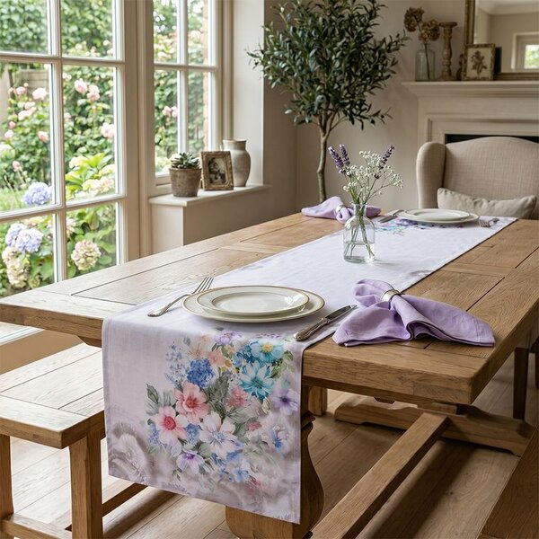 Traversă de masă cu imprimeu ÎNFLORIRE FLORALĂ 45 x 140 cm
