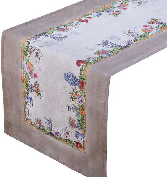 Traversă de masă cu imprimeu GRĂDINĂ ÎNFLORITĂ 45 x 140 cm