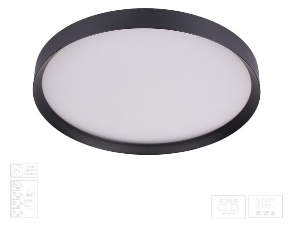 MAYSA Plafonieră LED dimabilă, 36W/230V, 3000/4000/6000K, negru - Prezent 17313