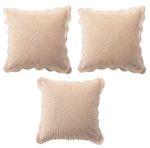 Set de 3 fețe de pernă croșetate 40 x 40 cm