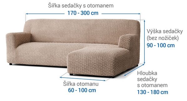 Huse bielastice MOSAICO bej canapea cu otoman dreapta (l. 170 - 300 cm)