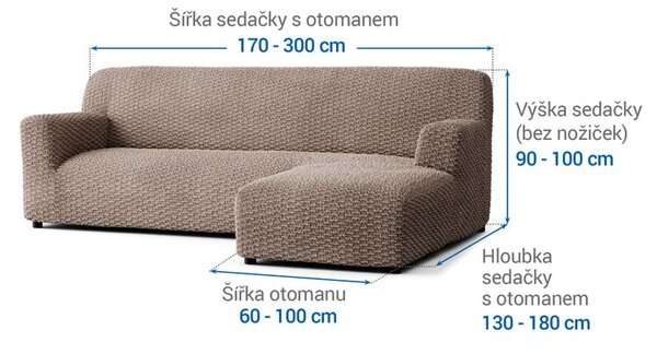 Huse bielastice MOSAICO alunei canapea cu otoman dreapta (l. 170 - 300 cm)