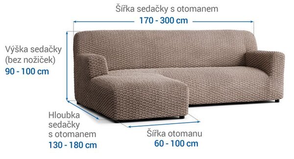 Huse bielastice MOSAICO alunei canapea cu otoman stânga (l. 170 - 300 cm)