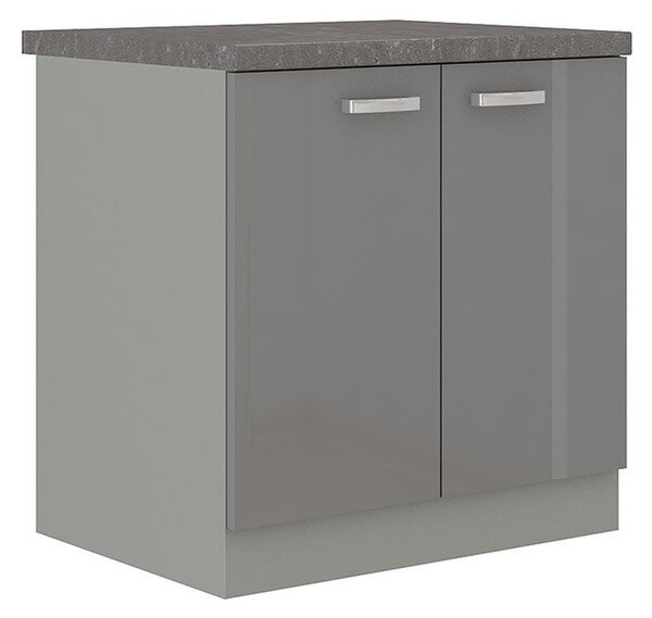 Dulap inferior de bucătăriea 80 D 2F BB Multi (Gri + Gri lucios). 1070025