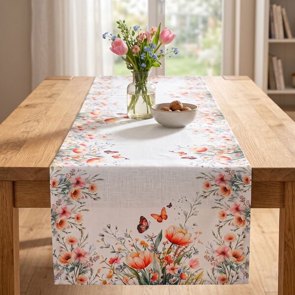 Traversă de masă cu imprimeu PĂȘUNE PROASPĂTĂ 40 x 110 cm